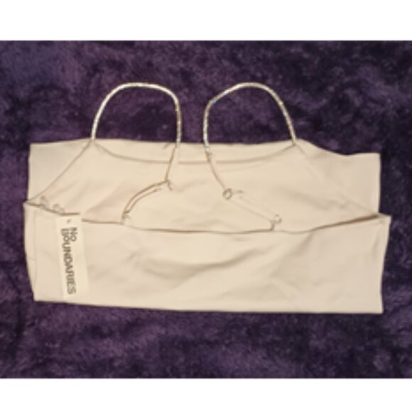 NWT~ No Boundaries Cream Colored Bodysuit with Rhinestone Straps (Size: Large) - Picture 16 of 16
